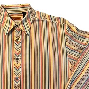 Vintage Mens Large Striped Long Sleeve Button Up Casual Shirt Chevron 6A by Axis